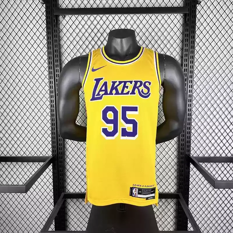 Los Angeles Lakers  round neck yellow #95 ANDERSON basketball jersey