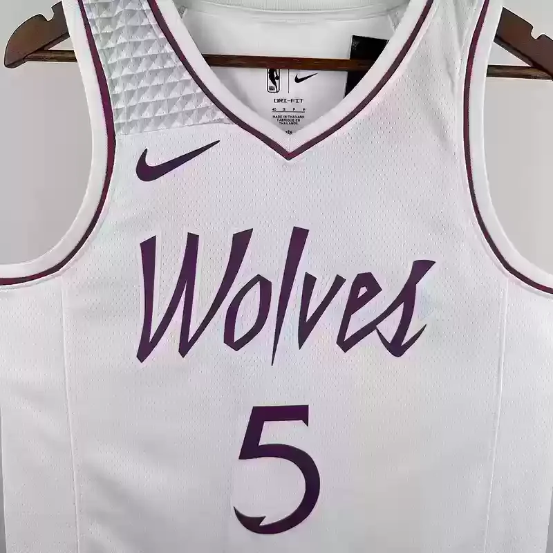 Minnesota Timberwolves Basketball jersey White Pink #5 EDWARDS