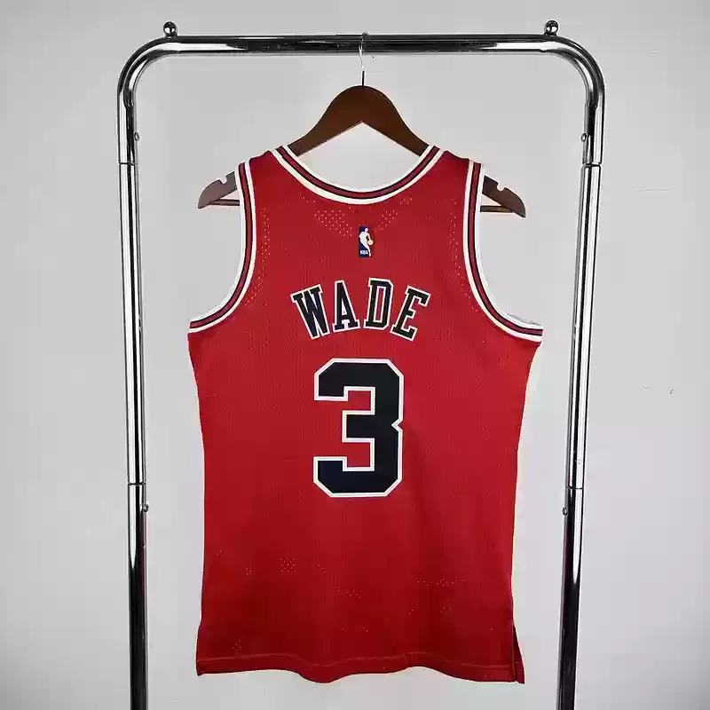 16/17 Mitchell Ness Hot Print Red Retro Basketball Jersey for Chicago Bulls #3 WADE