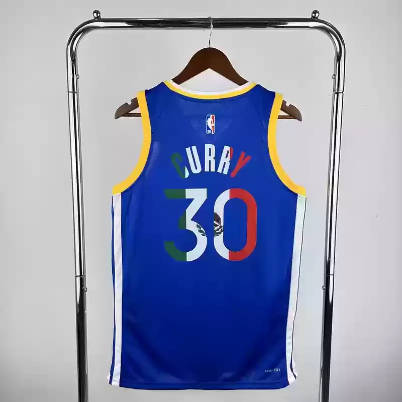 Golden State Warriors V-neck blue #30 Mexico basketball jersey