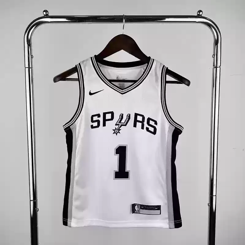 Youth San Antonio Spurs Basketball Jersey #1 WEMBANYAMA White