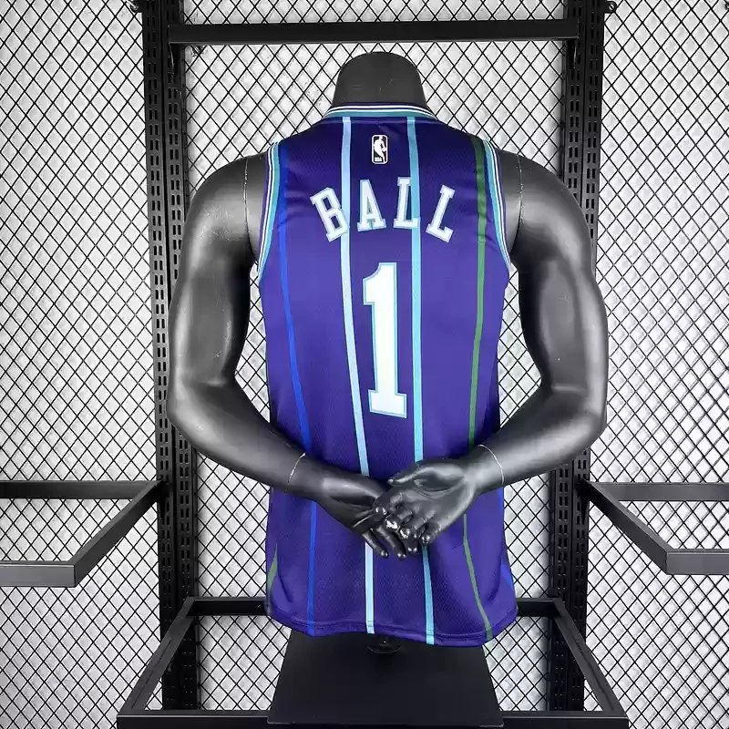 2020 Charlotte Hornets Retro #1 BALL Basketball Jersey Purple