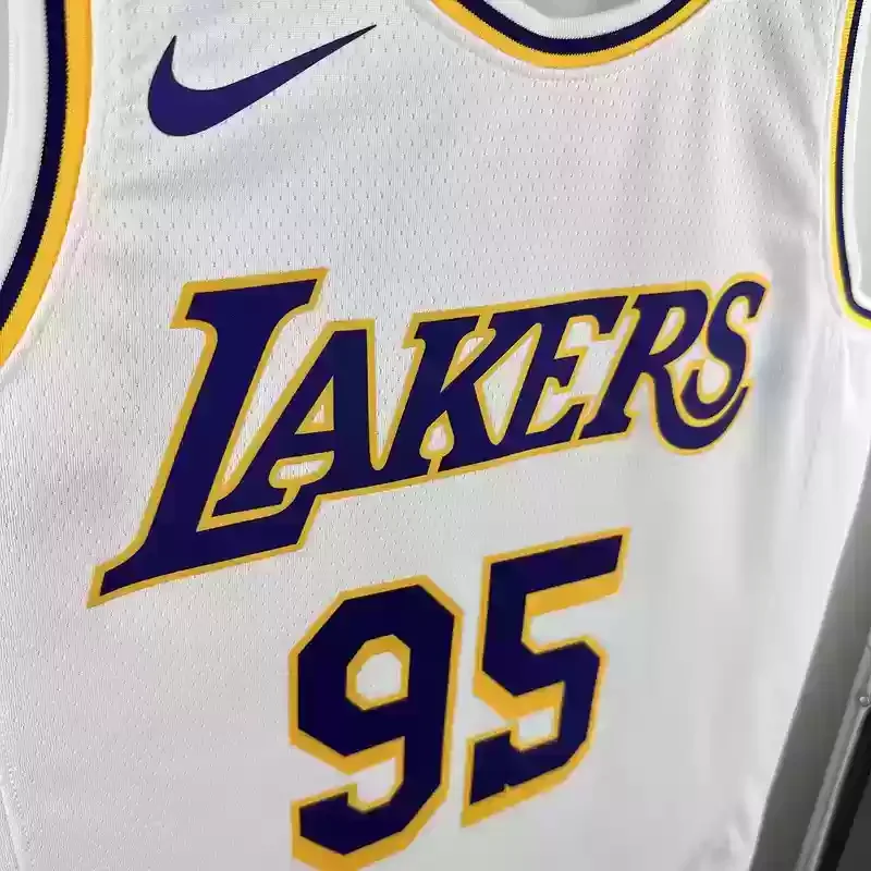 Los Angeles Lakers round neck white #95 ANDERSON basketball jersey