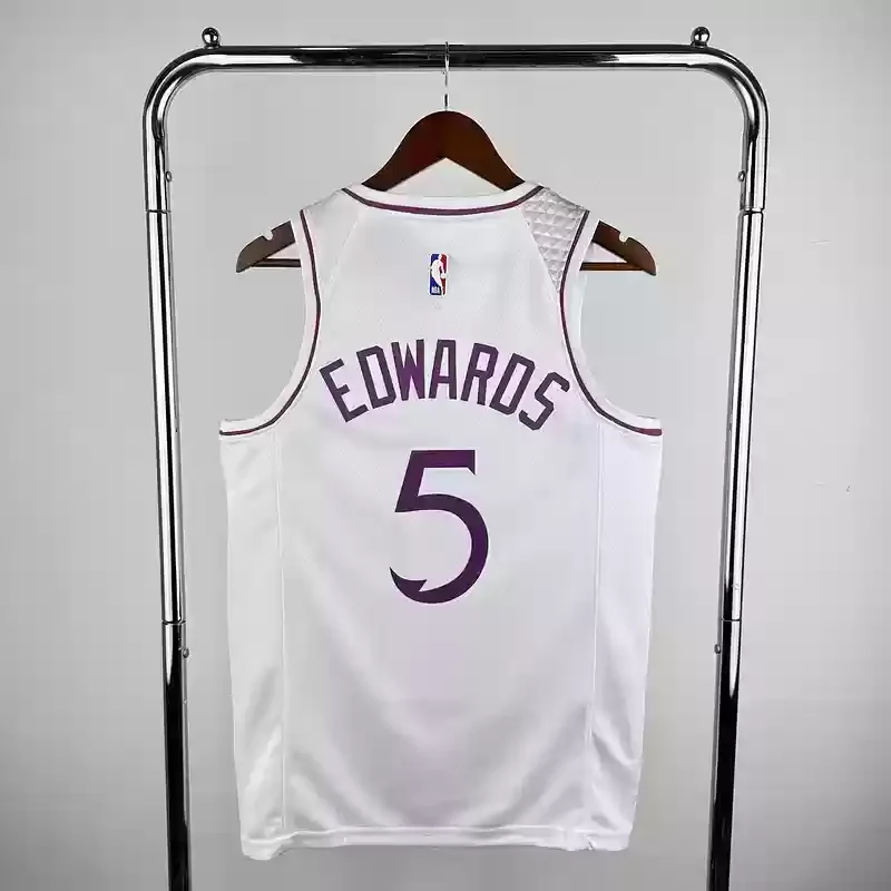 Minnesota Timberwolves Basketball jersey White Pink #5 EDWARDS