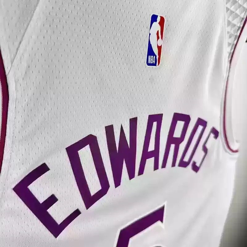 Minnesota Timberwolves Basketball jersey White Pink #5 EDWARDS