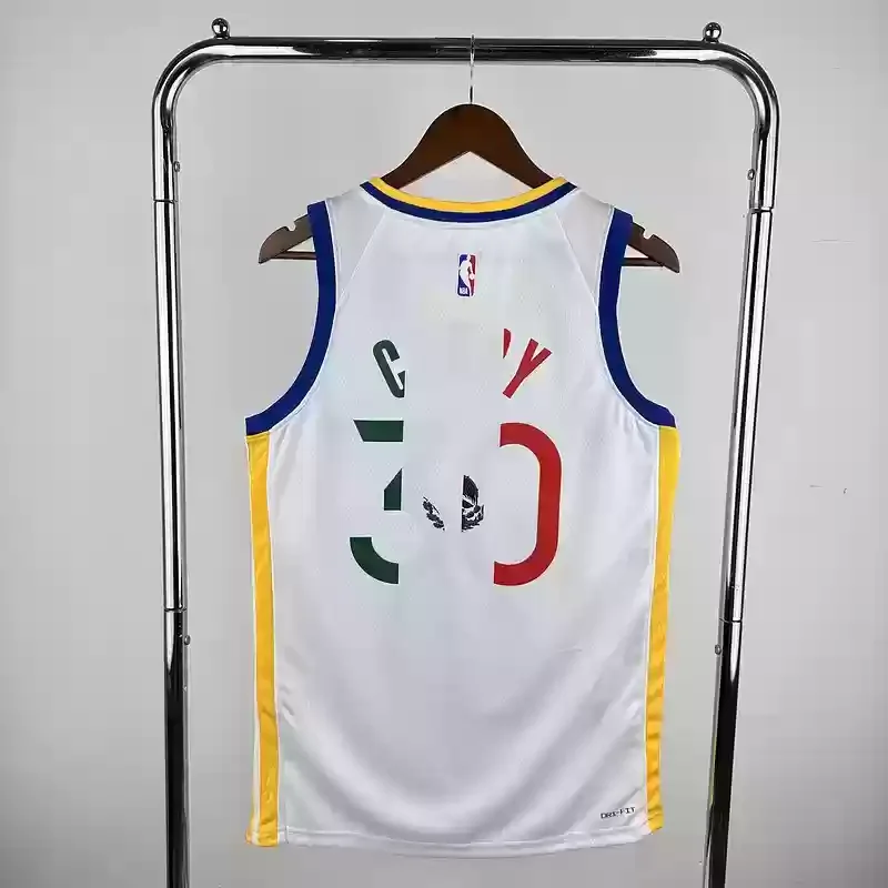 Golden State Warriors V-neck white #30 Mexico basketball jersey