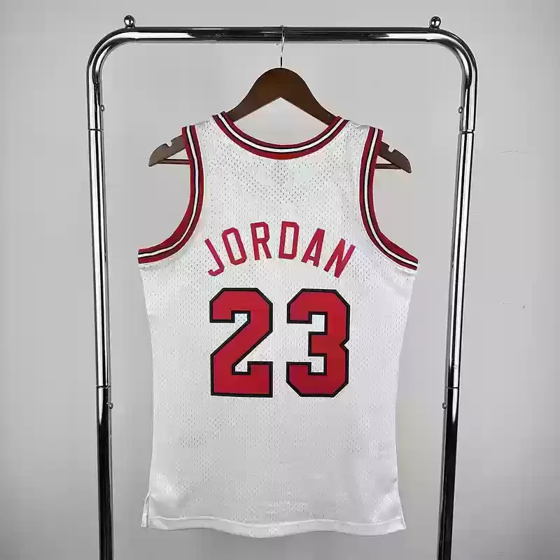 84/85 Mitchell Ness Hot Print White Retro Basketball Jersey for Chicago Bulls #23 JORDAN