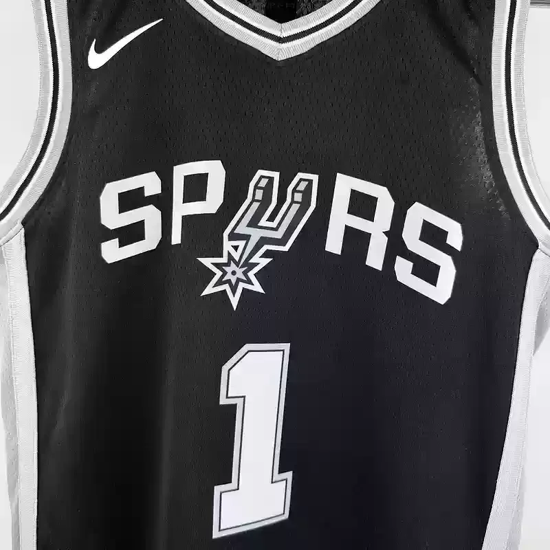 Youth San Antonio Spurs Basketball Jersey #1 WEMBANYAMA Black