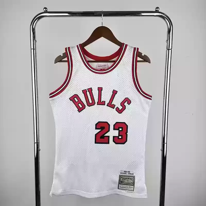 84/85 Mitchell Ness Hot Print White Retro Basketball Jersey for Chicago Bulls #23 JORDAN