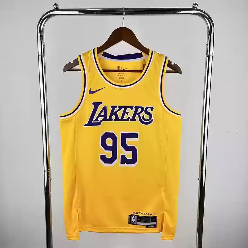 Los Angeles Lakers  round neck yellow #95 ANDERSON basketball jersey