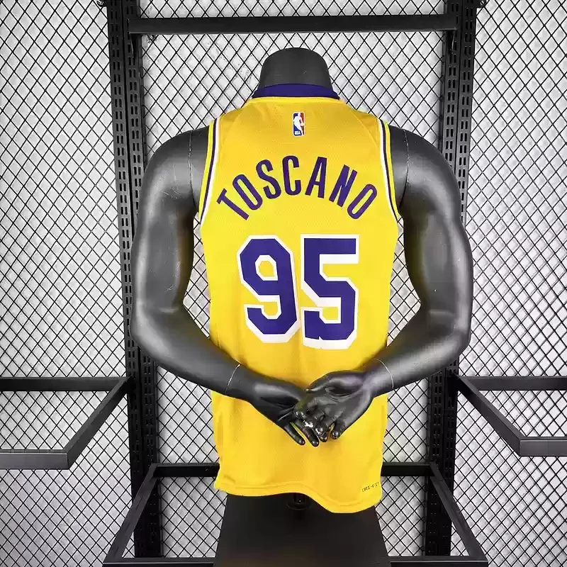 Los Angeles Lakers  round neck yellow #95 ANDERSON basketball jersey