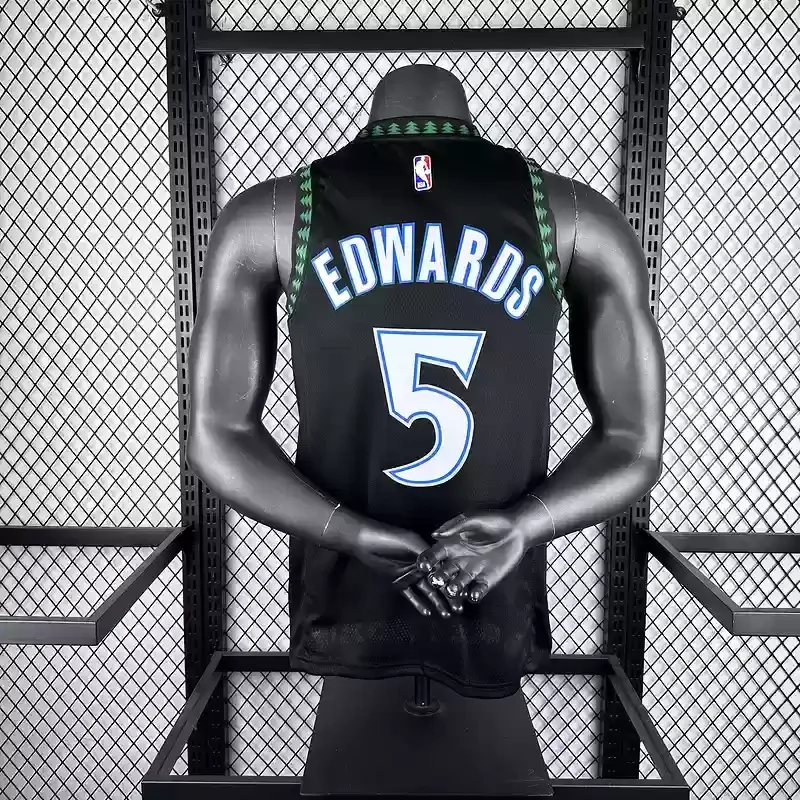 18-19 Season Retro  Minnesota Timberwolves Basketball jersey black #5 EDWARDS