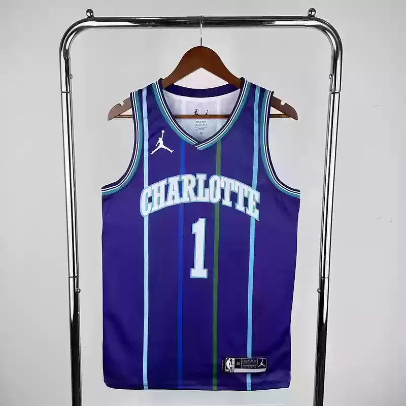 2020 Charlotte Hornets Retro #1 BALL Basketball Jersey Purple