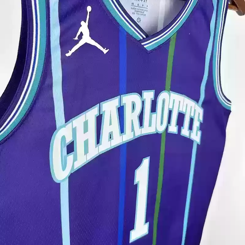 2020 Charlotte Hornets Retro #1 BALL Basketball Jersey Purple