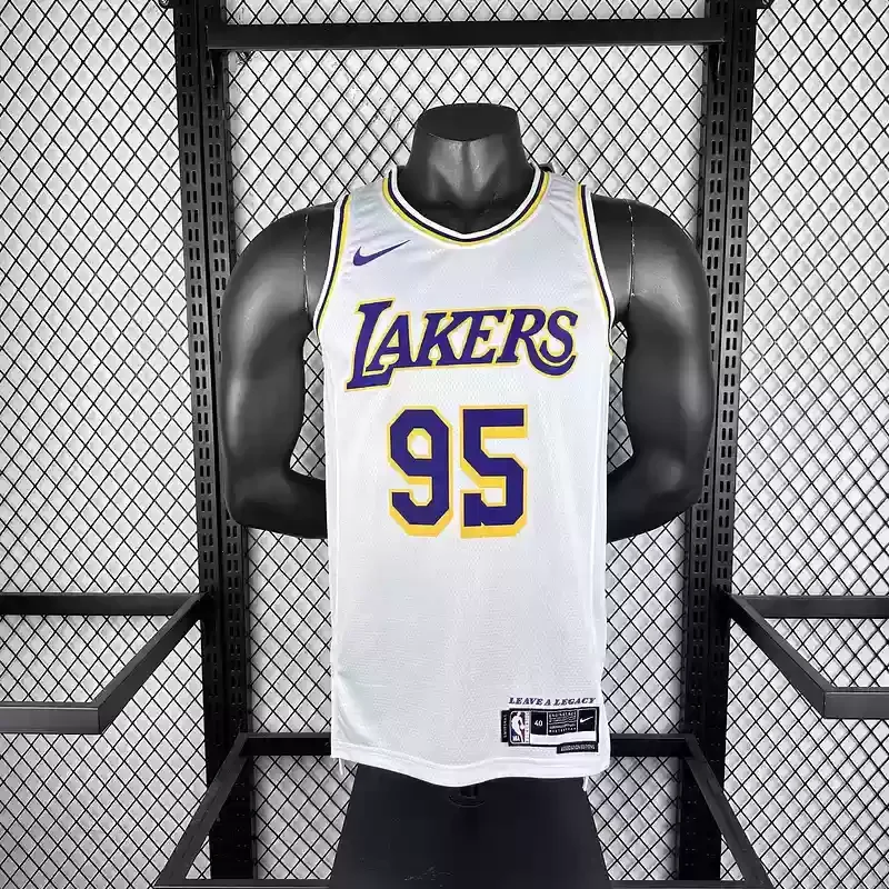 Los Angeles Lakers round neck white #95 ANDERSON basketball jersey