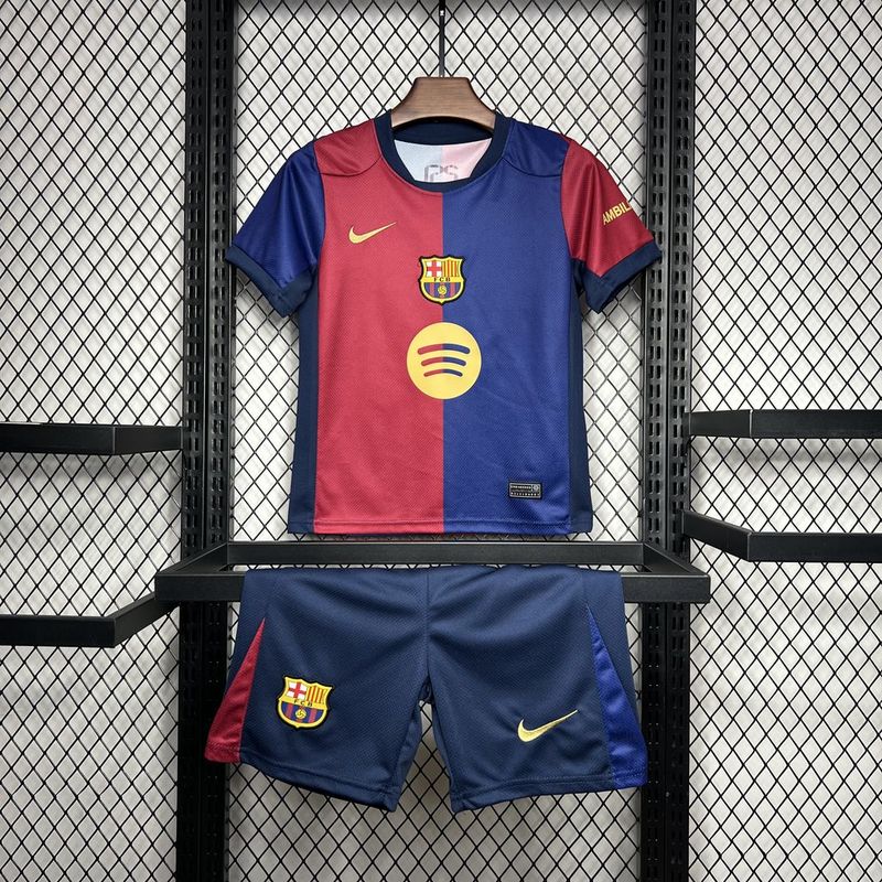 24-25 Barcelona home kids soccer jersey (big-sponsor)