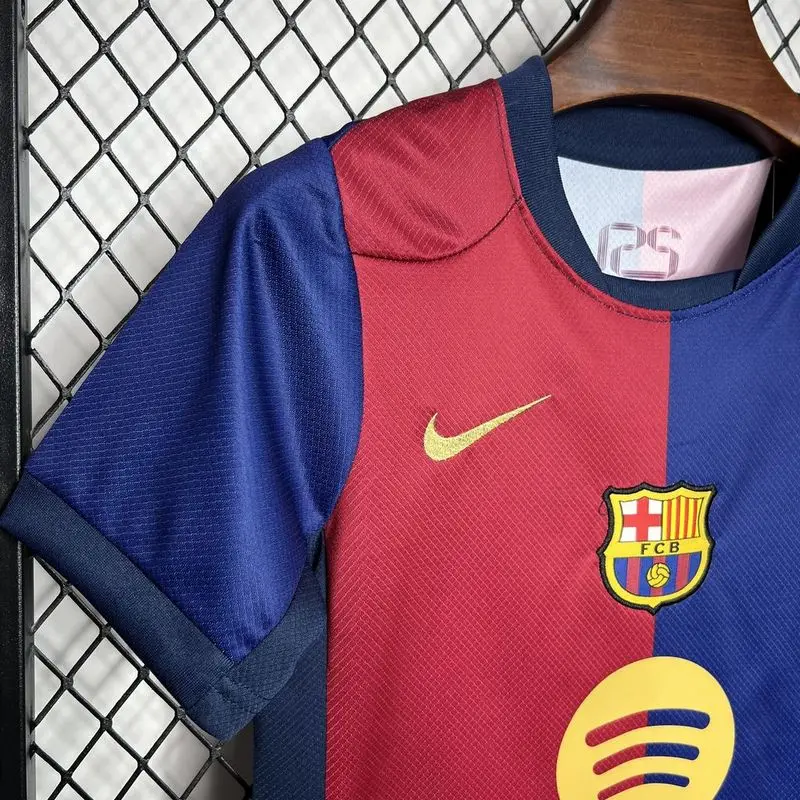 24-25 Barcelona home kids soccer jersey (big-sponsor)