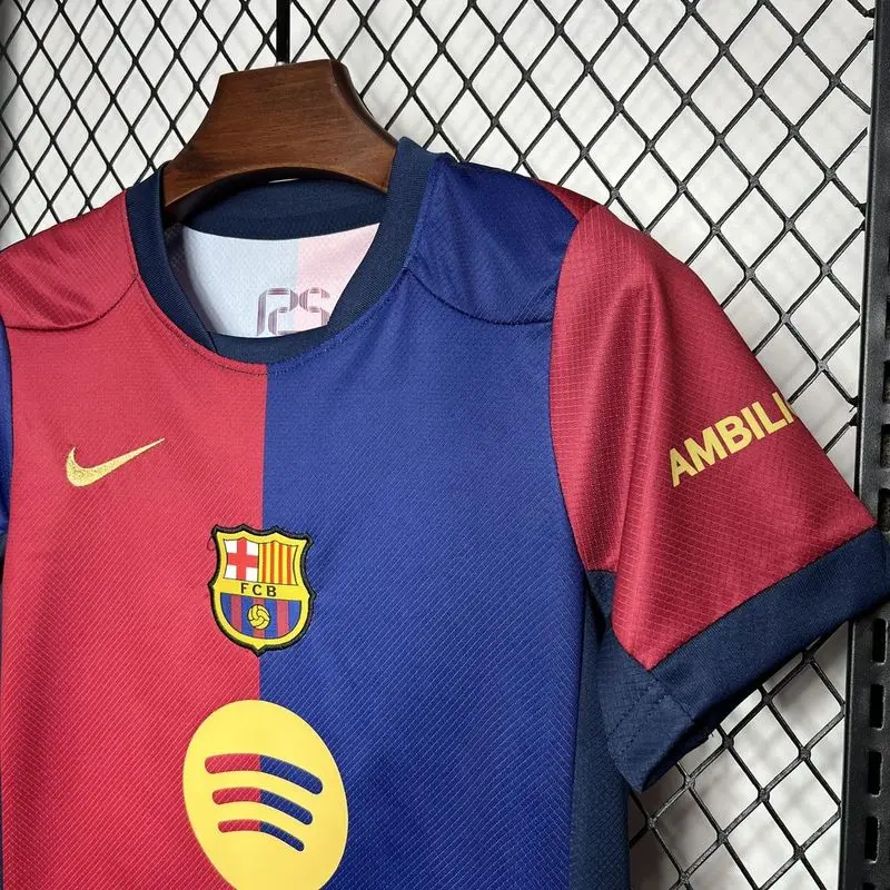 24-25 Barcelona home kids soccer jersey (big-sponsor)