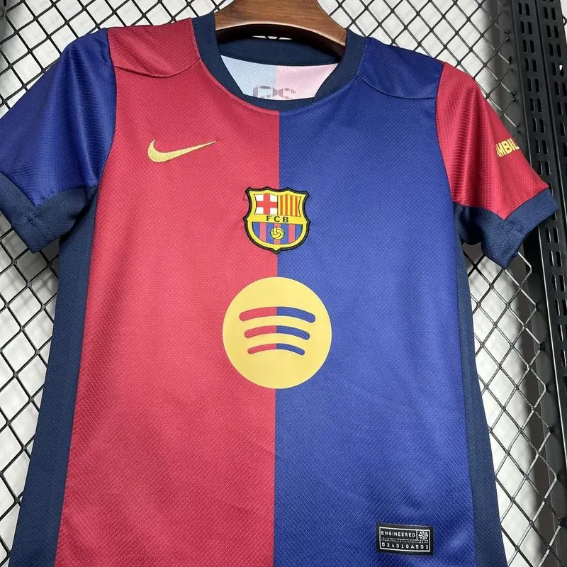 24-25 Barcelona home kids soccer jersey (big-sponsor)