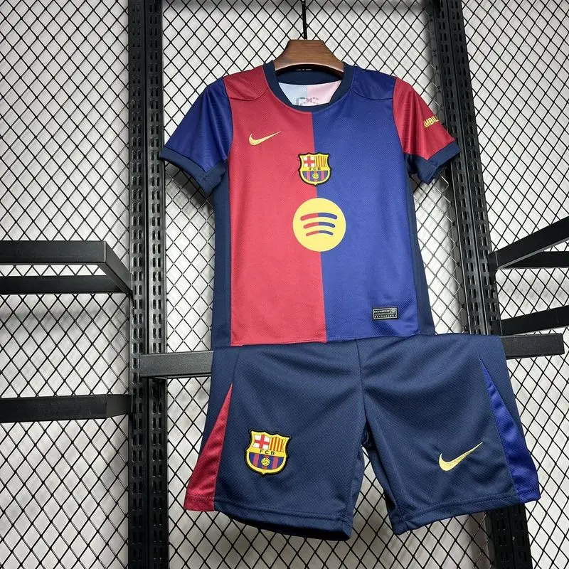 24-25 Barcelona home kids soccer jersey (big-sponsor)