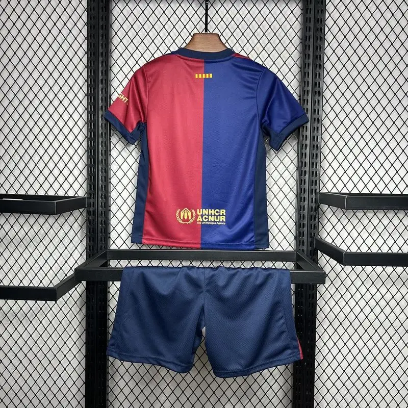 24-25 Barcelona home kids soccer jersey (big-sponsor)