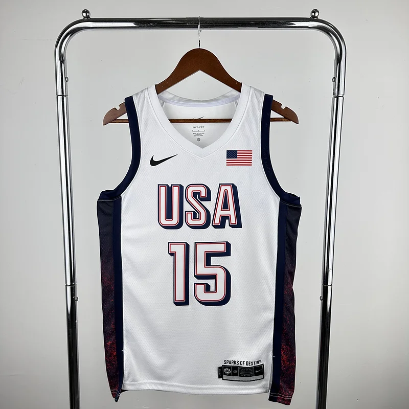 2024 Olympic Games USA White #15 BOOKER Basketball Jersey