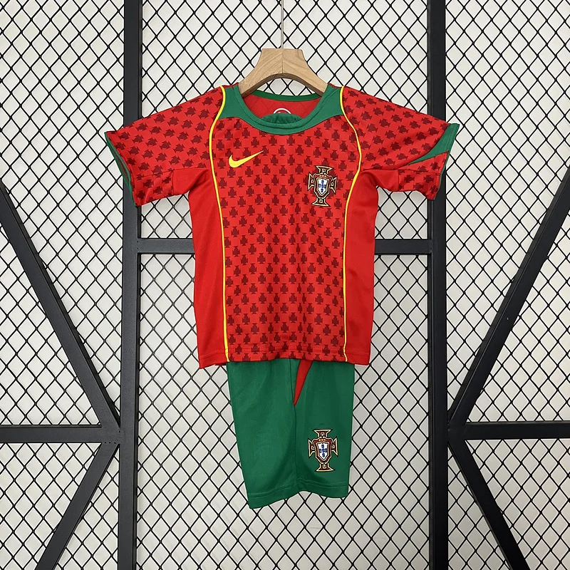 2004 Portugal National team Home kids soccer jersey