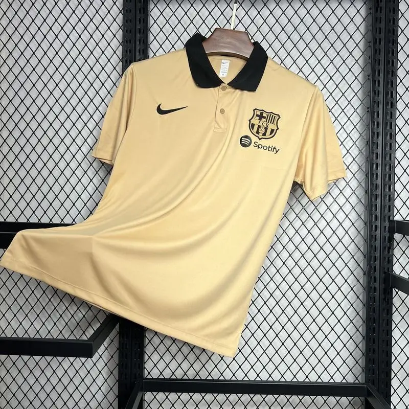 24-25 Barcelona gold soccer polo shirt