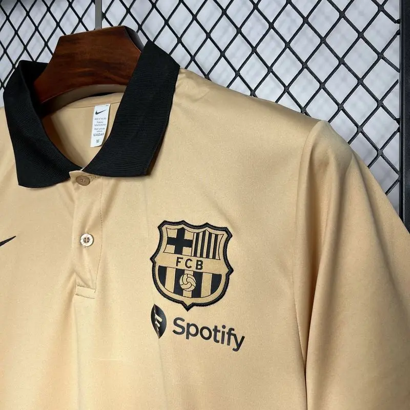 24-25 Barcelona gold soccer polo shirt