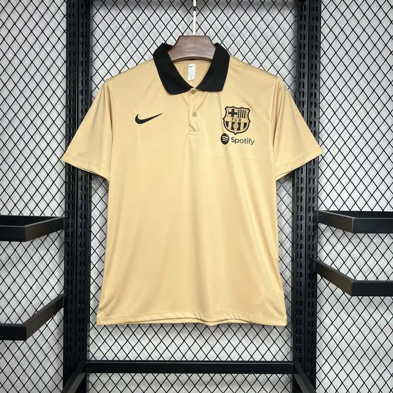 24-25 Barcelona gold soccer polo shirt