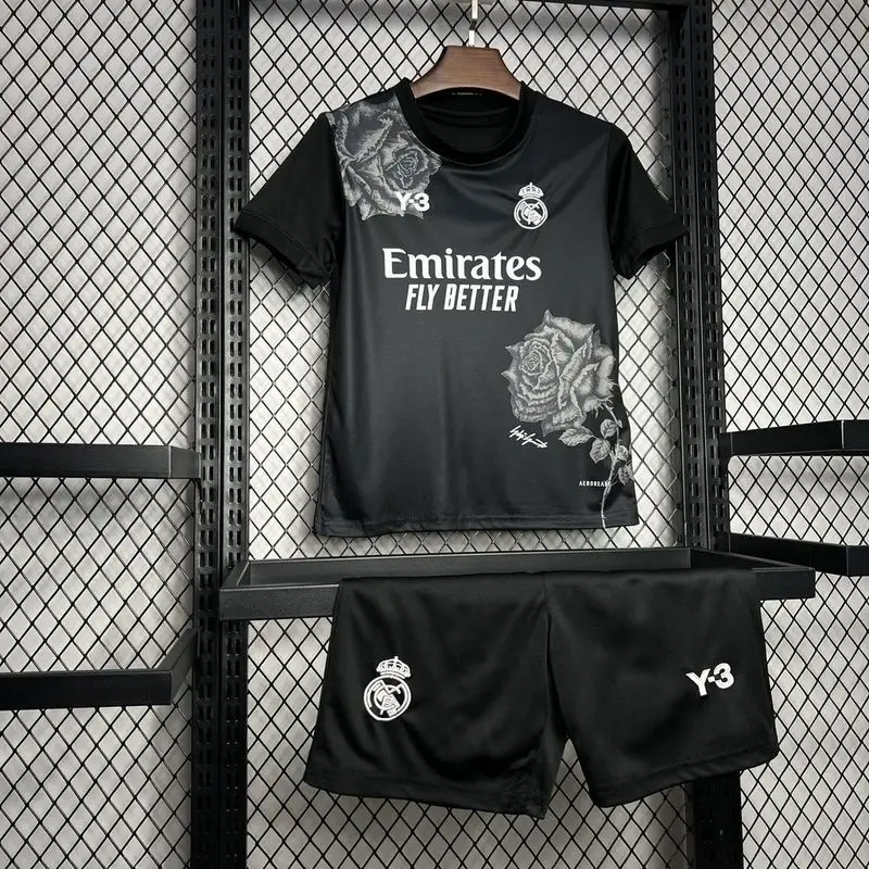 24-25 Real Madrid Y3 Rose black Kids soccer jersey