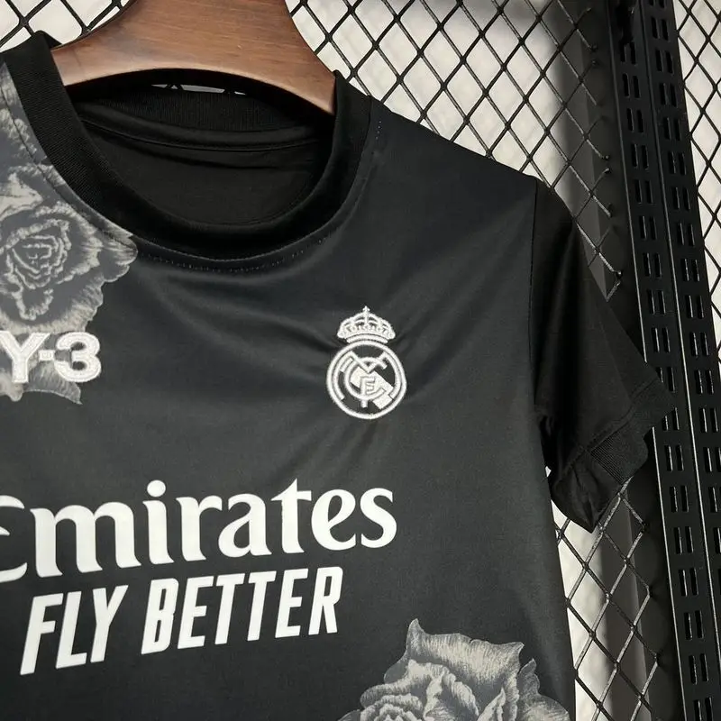 24-25 Real Madrid Y3 Rose black Kids soccer jersey