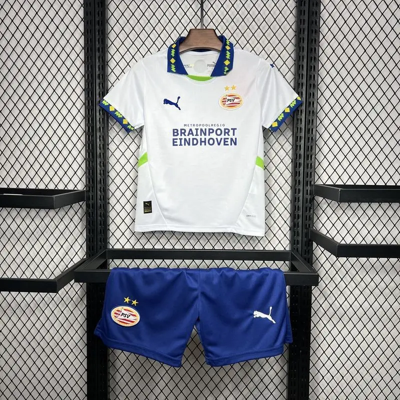 24-25 PSV third away white kids soccer jersey