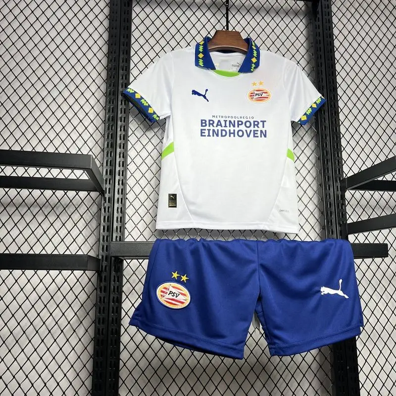 24-25 PSV third away white kids soccer jersey