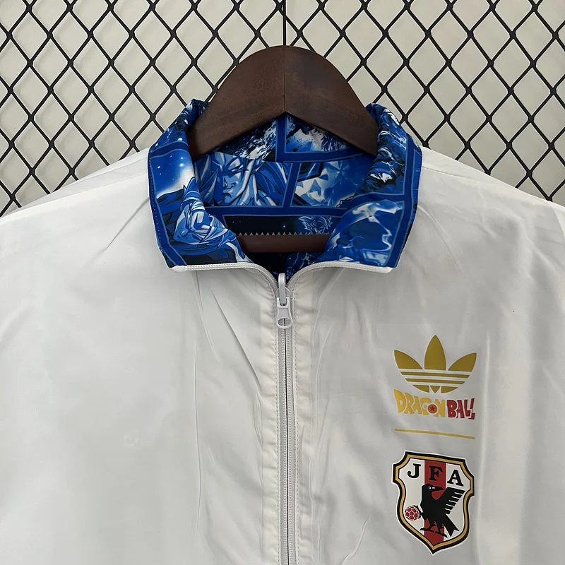 2024 Japan white and blue Trench Reversible Coat windbreaker