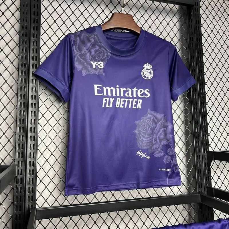 24-25 Real Madrid Y3 Rose Edition Purple Kids soccer jersey