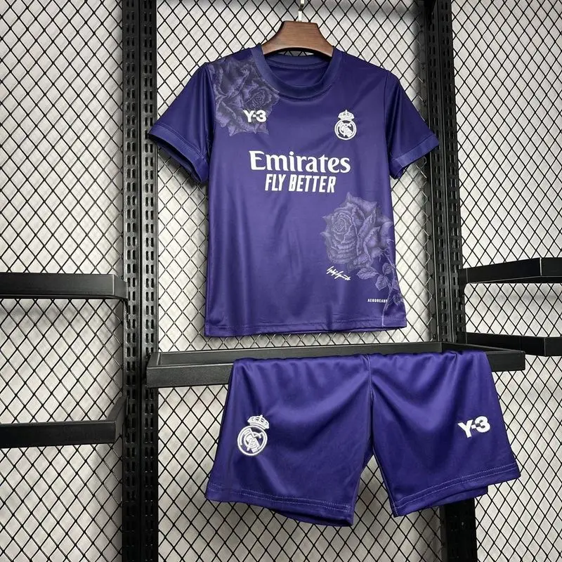 24-25 Real Madrid Y3 Rose Edition Purple Kids soccer jersey