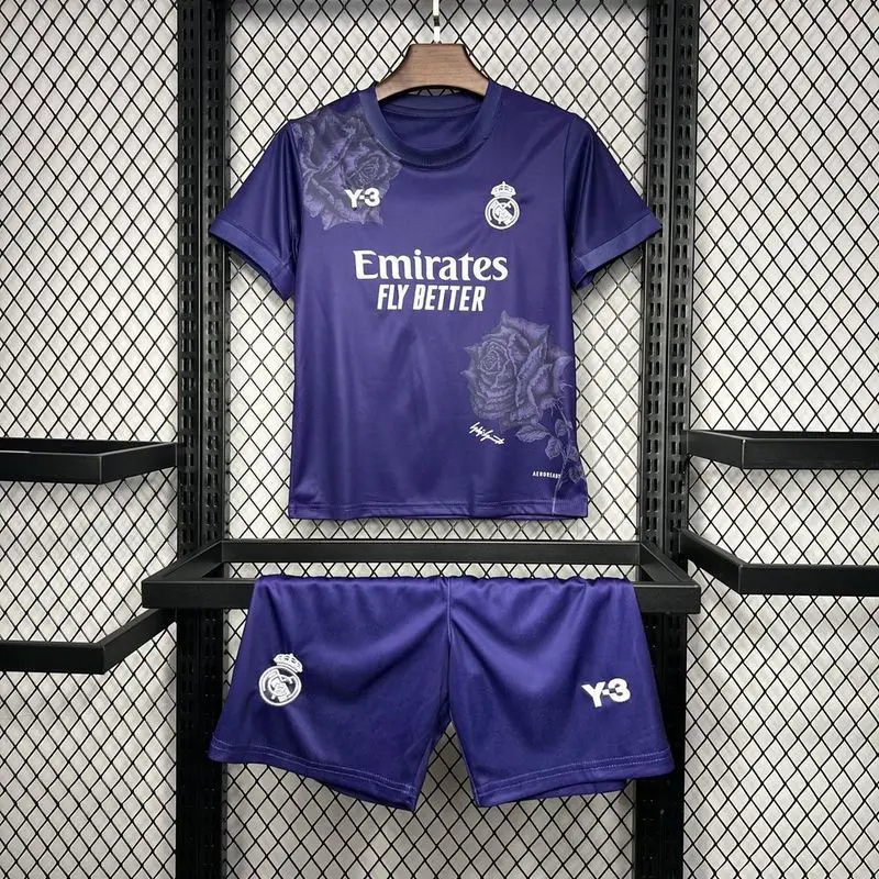 24-25 Real Madrid Y3 Rose Edition Purple Kids soccer jersey