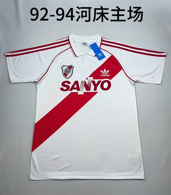 92-94 River Plate home retro soccer jersey