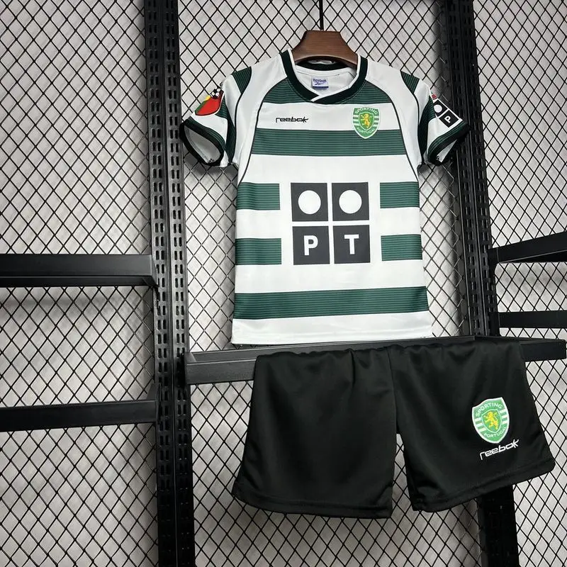 01-03 Sporting Lisbon home retro kids soccer jersey