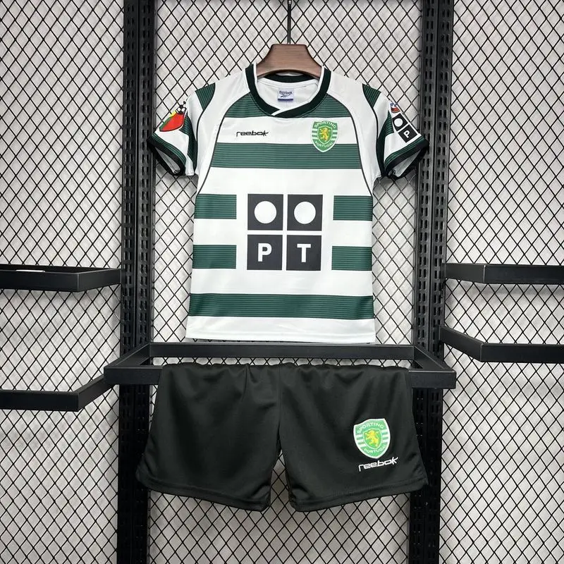 01-03 Sporting Lisbon home retro kids soccer jersey