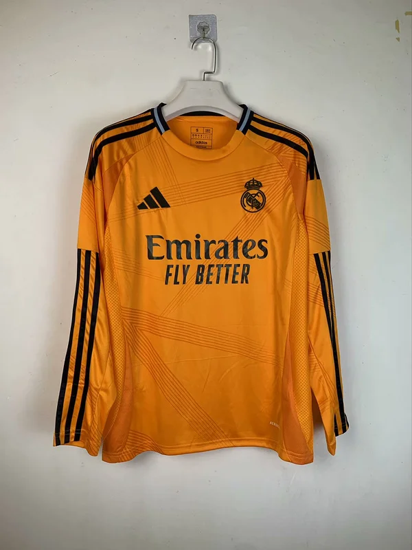 24-25 Real Madrid Away Orange Long Sleeve soccer jersey