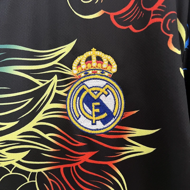 24-25 Real Madrid black colorful dragon soccer jersey