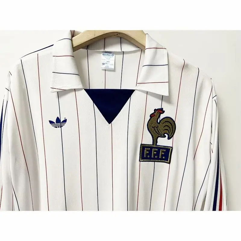 1980 France retro away long sleeve football jersey