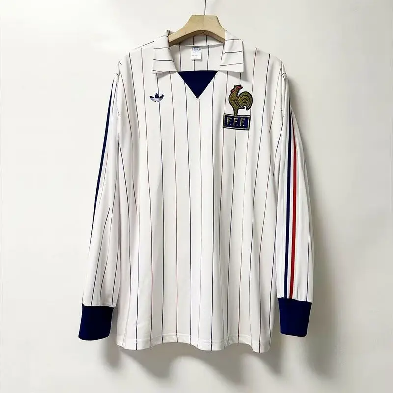 1980 France retro away long sleeve football jersey