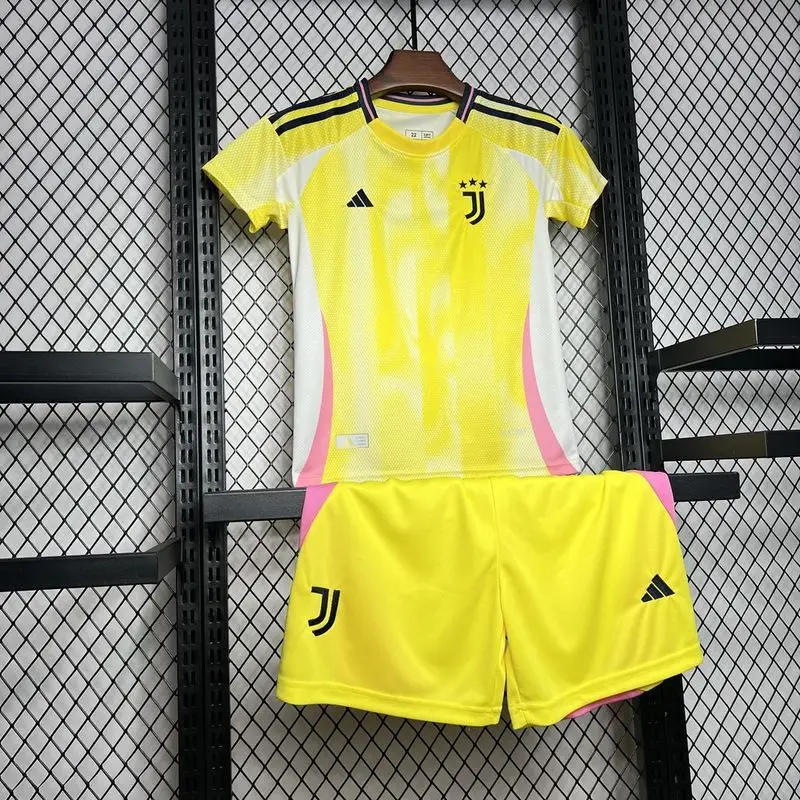 24-25 Juventus away yellow kids soccer jersey