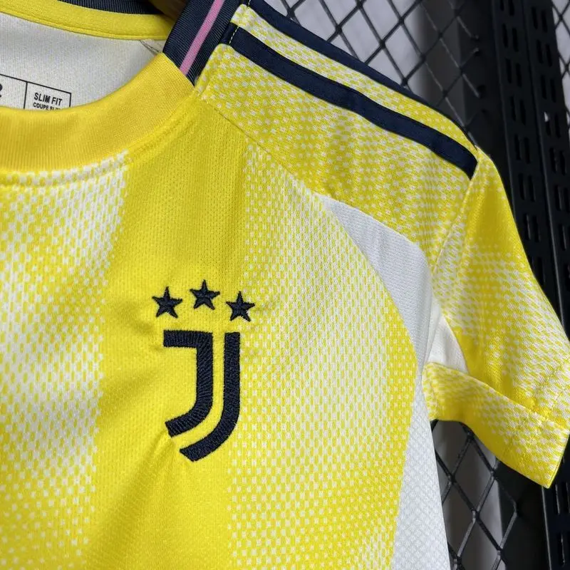 24-25 Juventus away yellow kids soccer jersey