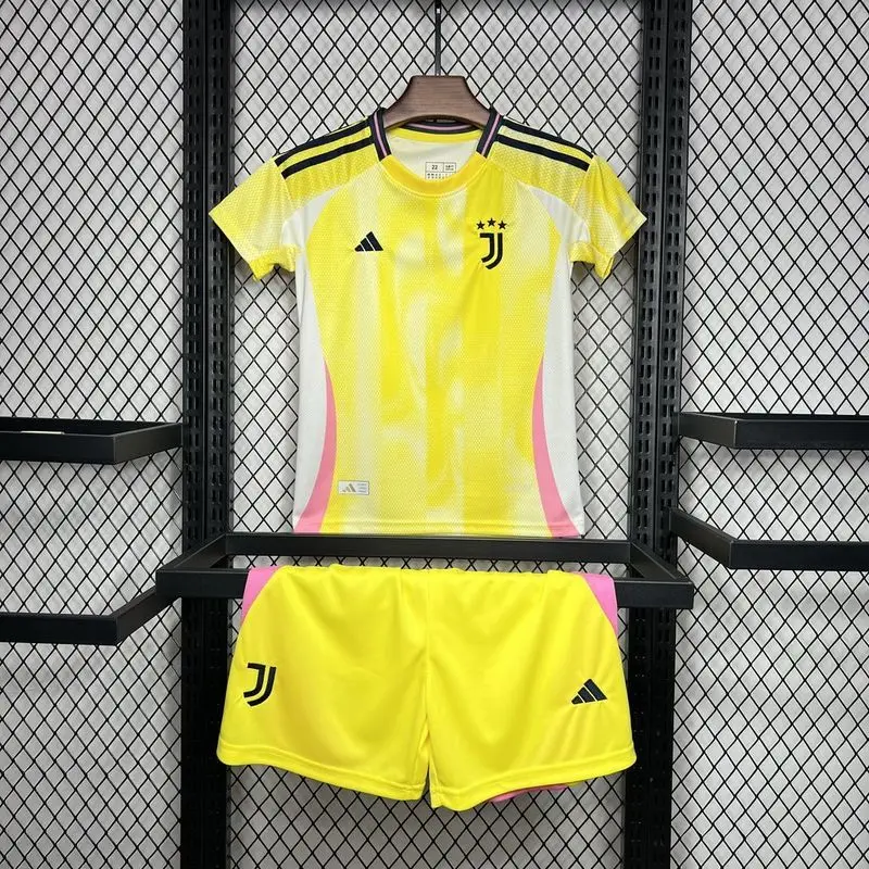 24-25 Juventus away yellow kids soccer jersey