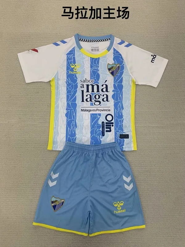 24-25 Malaga home kids soccer jersey