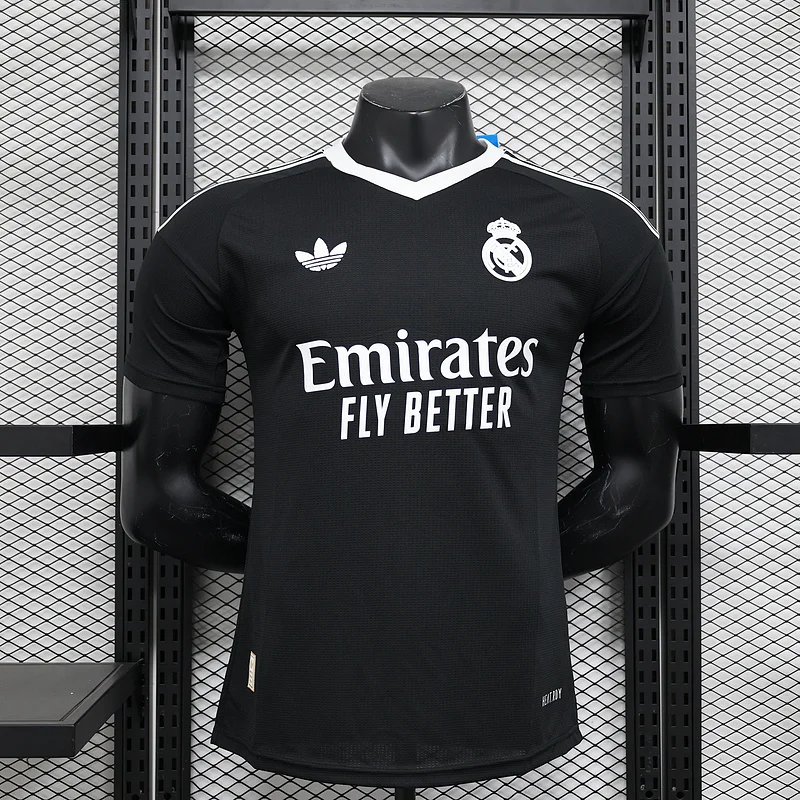 24-25 Real Madrid black goalkeeper player version soccer jersey